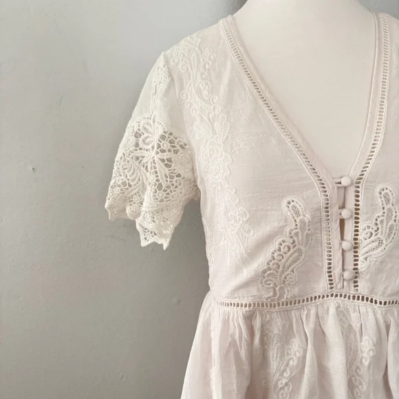 Spell White Embroidered Lace Mini Dress Medium - Picture 5 of 16